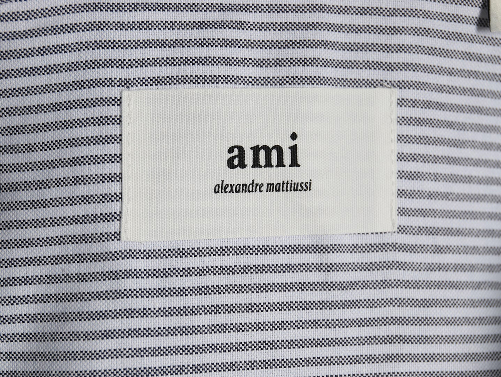 Ami small heart embroidered striped long-sleeved shirt TSK2