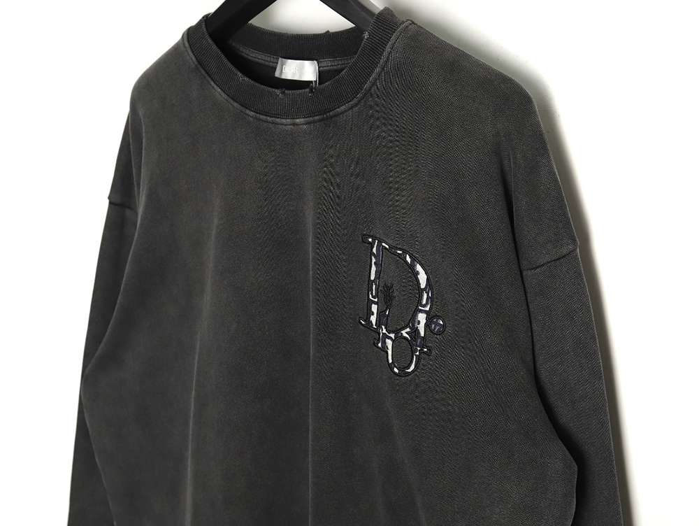 D*or washed embroidered lettering crew neck sweatshirt