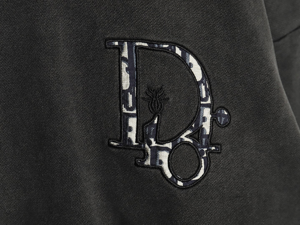 D*or washed embroidered lettering crew neck sweatshirt