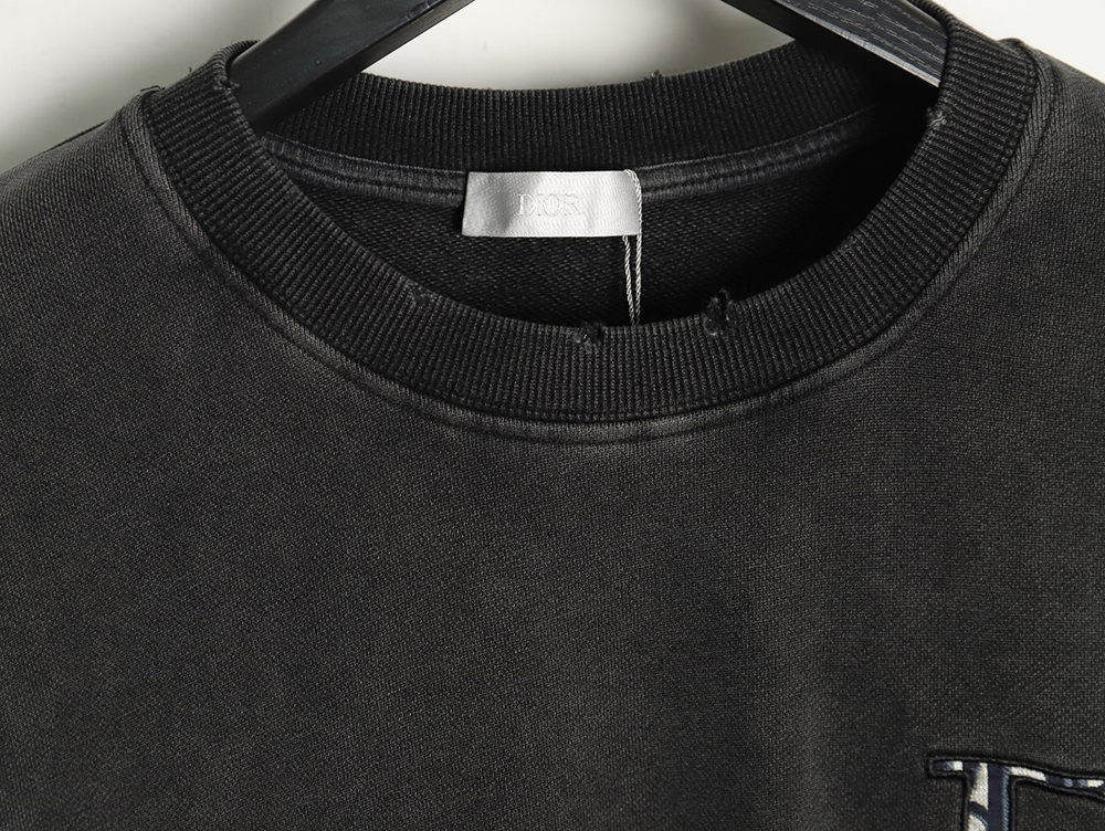 D*or washed embroidered lettering crew neck sweatshirt