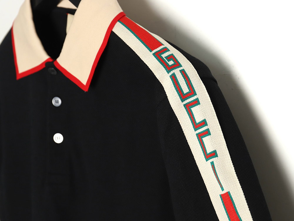 G*u*i classic shoulder jacquard webbing polo short sleeve