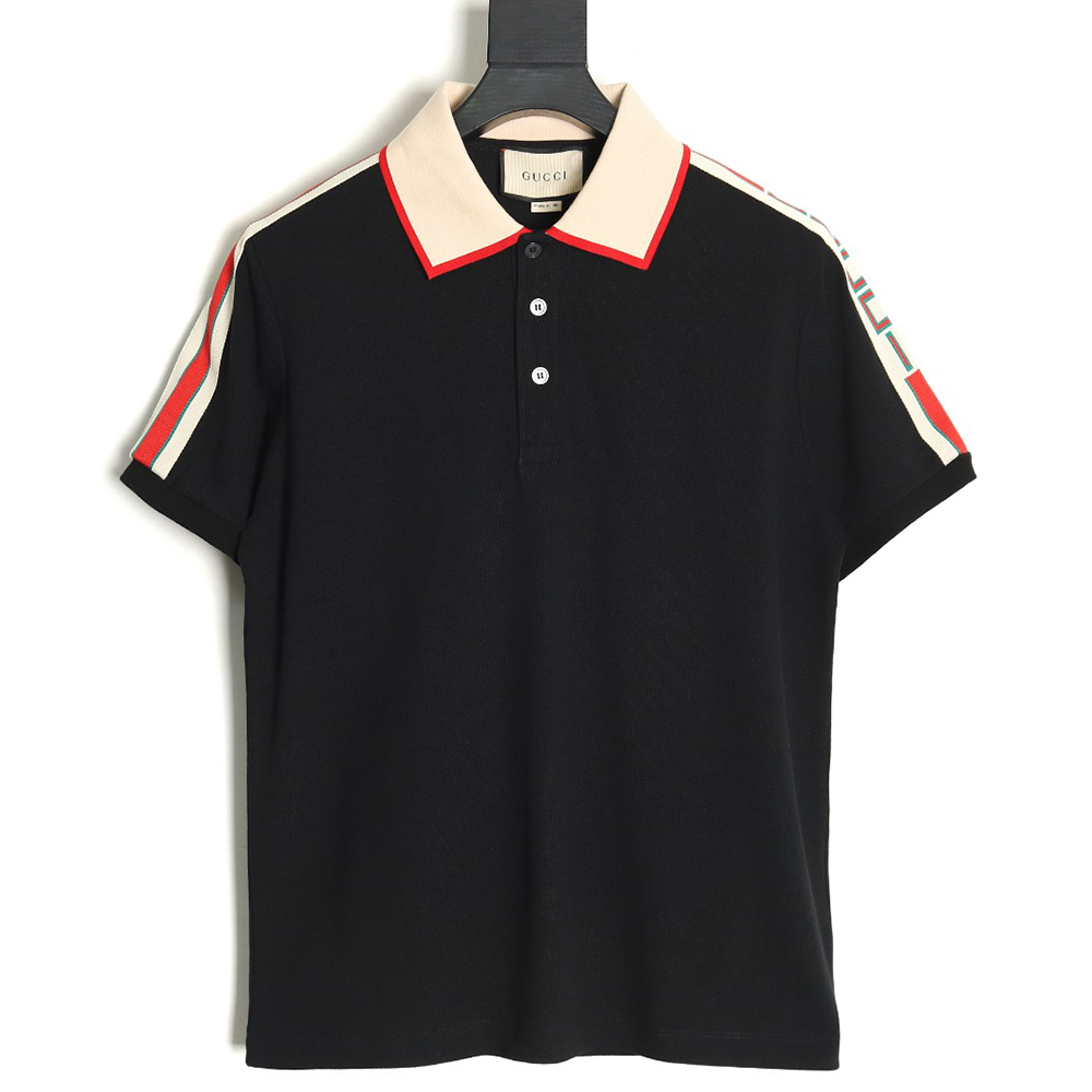G*u*i classic shoulder jacquard webbing polo short sleeve