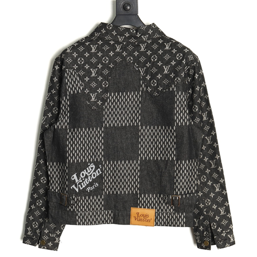 l0*is V*t0n checkered floral denim long-sleeved jacket tsk1