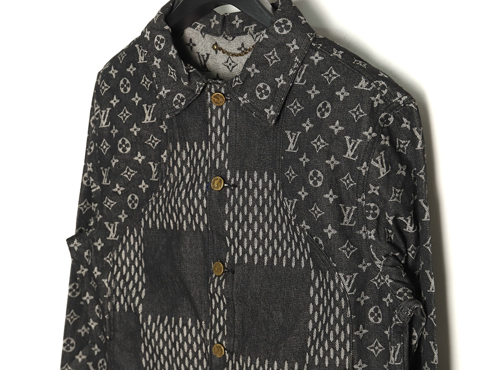 l0*is V*t0n checkered floral denim long-sleeved jacket tsk1