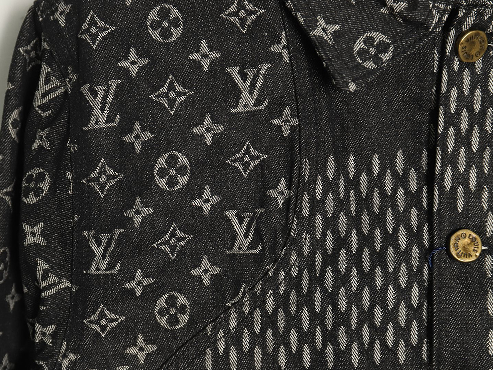 l0*is V*t0n checkered floral denim long-sleeved jacket tsk1