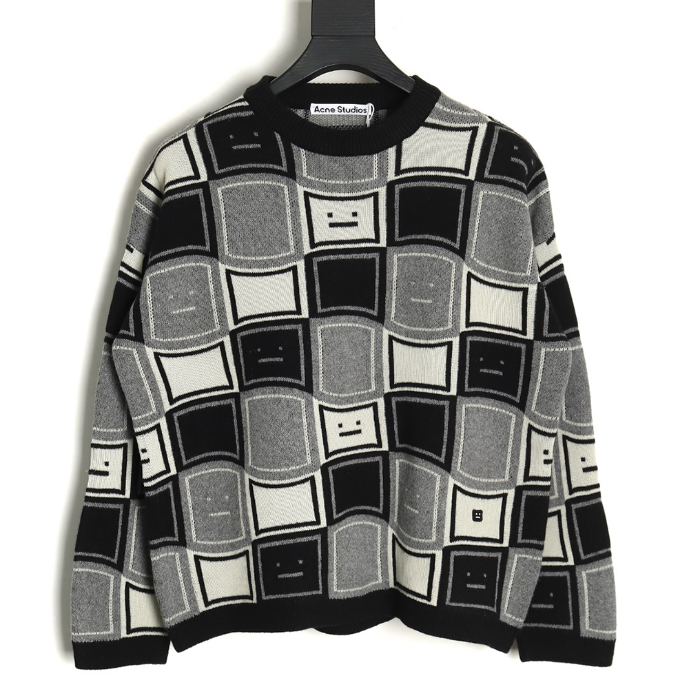 acne studios square smiley F**e crew neck sweater tsk1