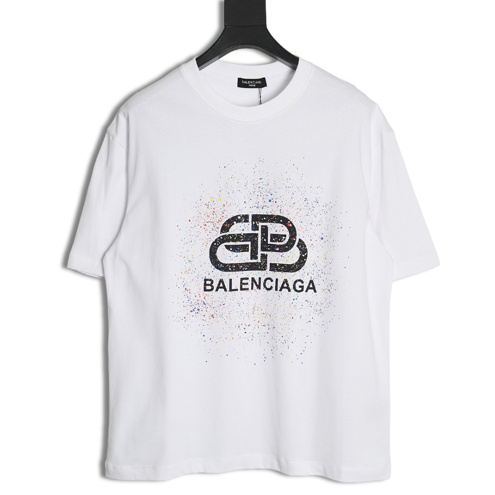 Ba*len*cia*ga ink splash lock print short sleeves