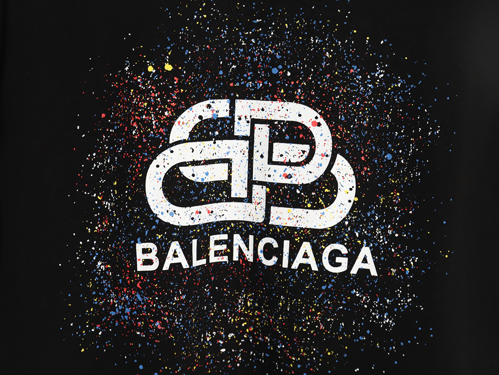 Ba*len*cia*ga ink splash lock print short sleeves tsk1