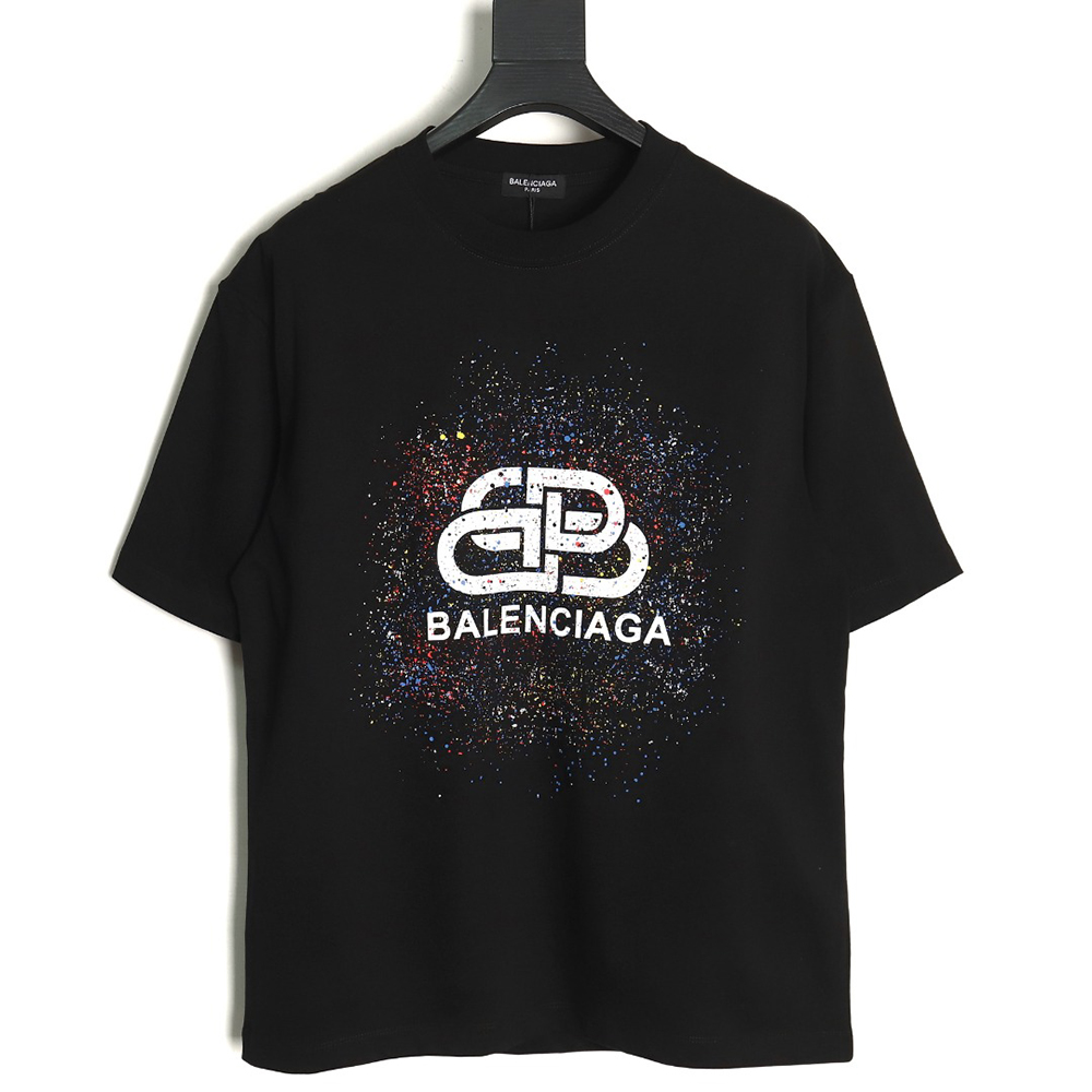 Ba*len*cia*ga ink splash lock print short sleeves tsk1