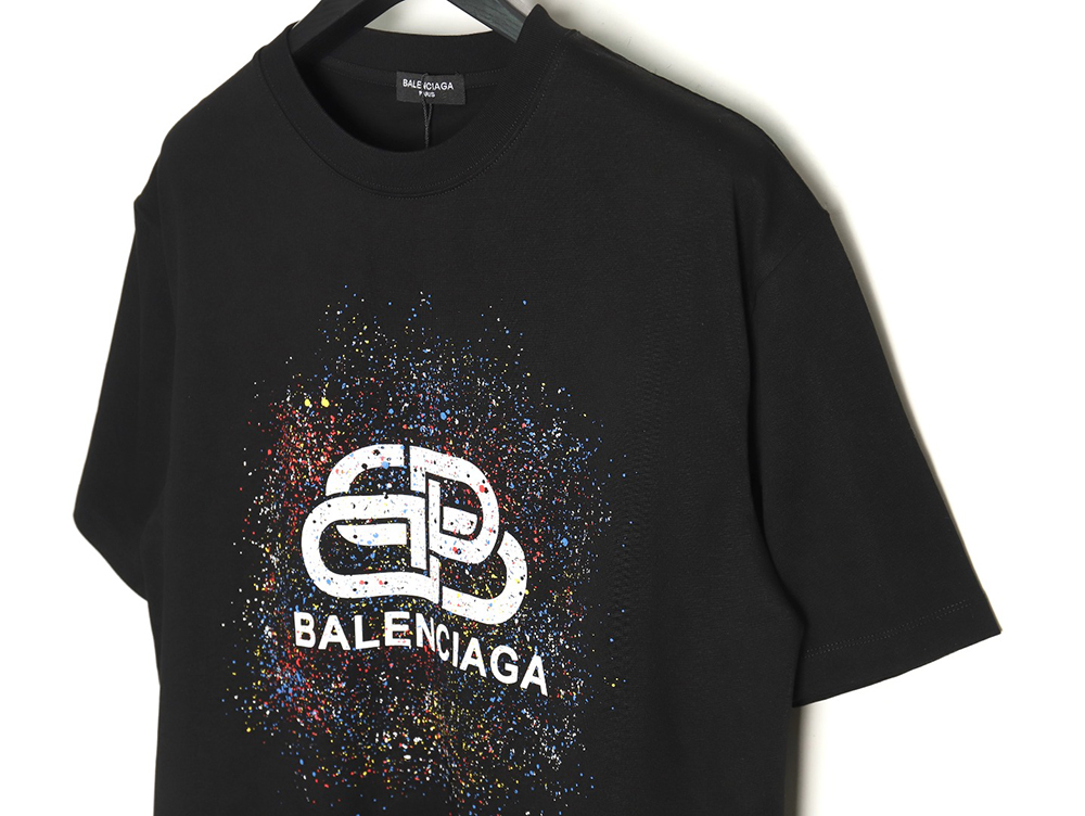 Ba*len*cia*ga ink splash lock print short sleeves tsk1