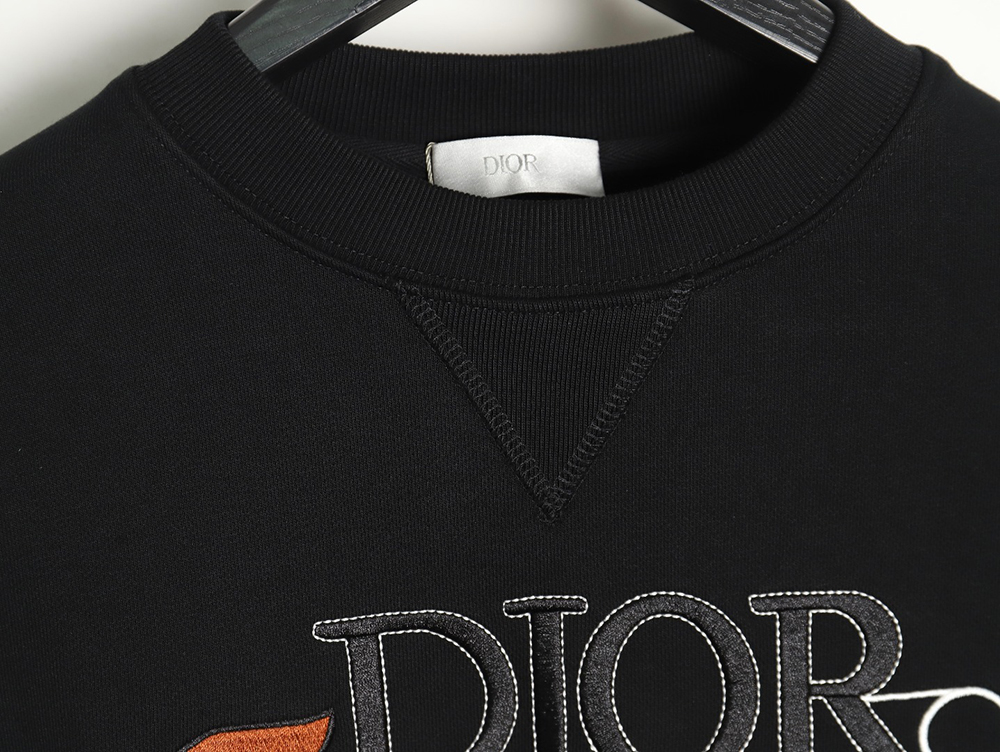 D*or safety pin embroidered crew neck sweatshirt