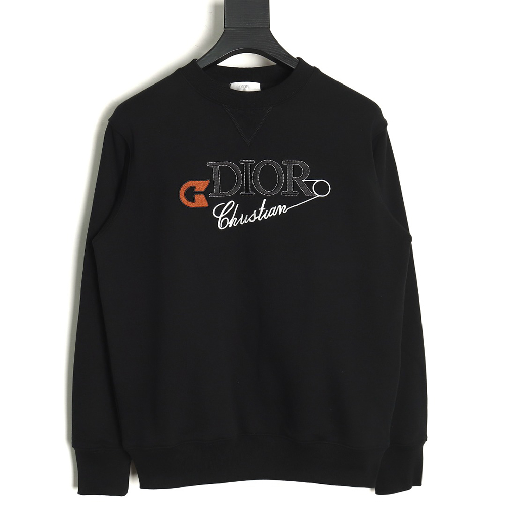 D*or safety pin embroidered crew neck sweatshirt
