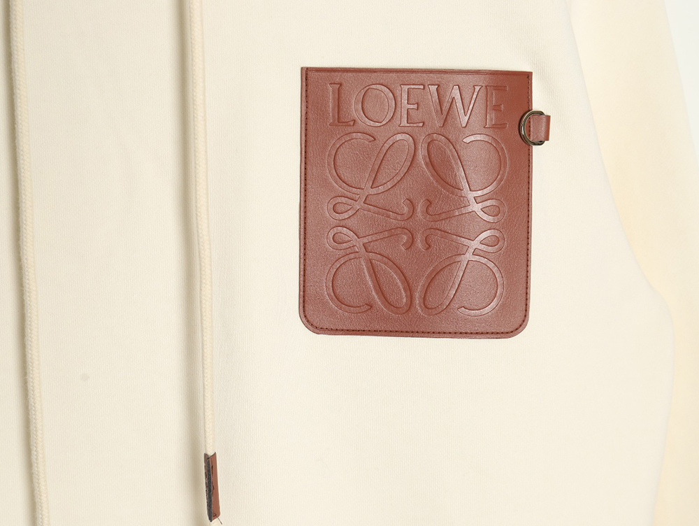 L0ew* hooded sweatshirt with embossed logo on chest and leather pockets