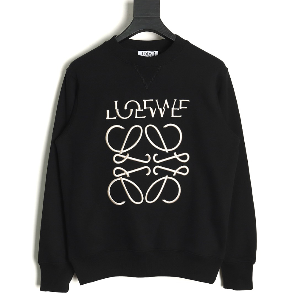 L0ew* displaced logo 3d embroidered crew neck sweatshirt