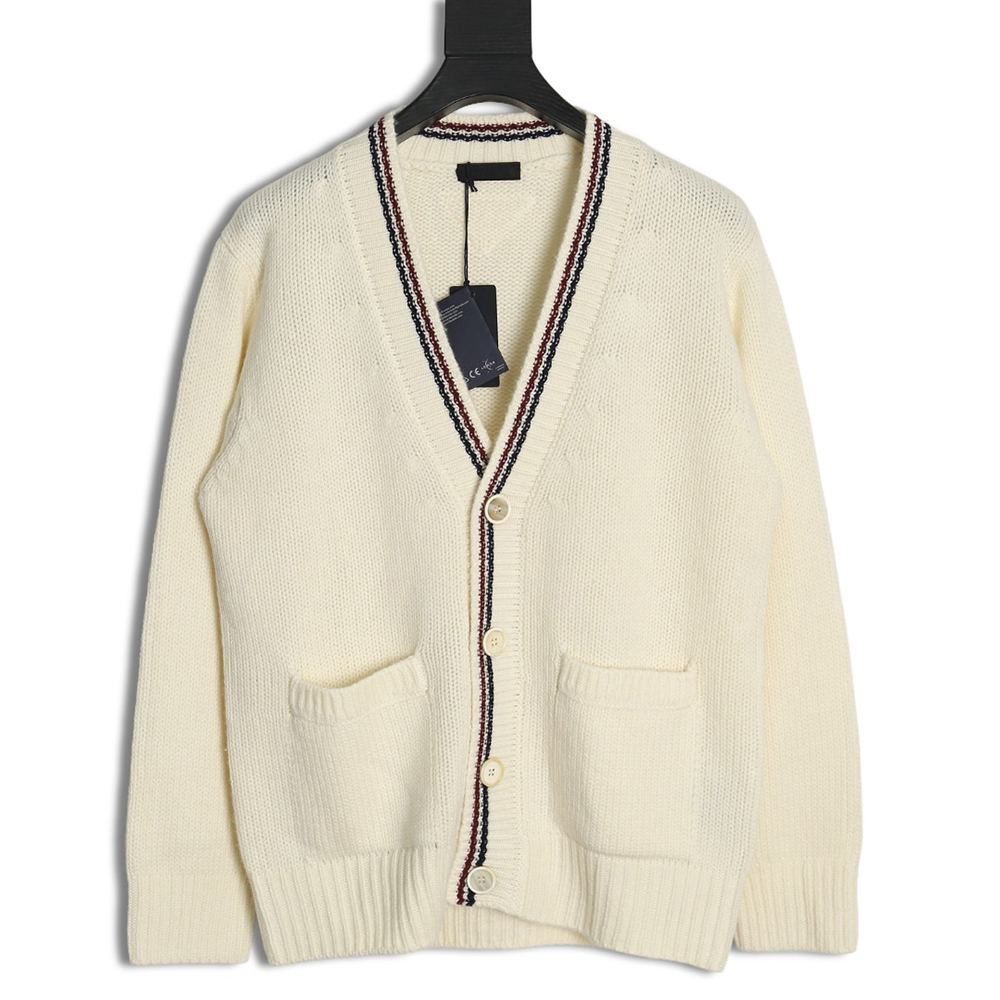Pra*a wool striped knitted cardigan
