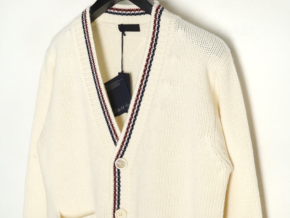 Pra*a wool striped knitted cardigan