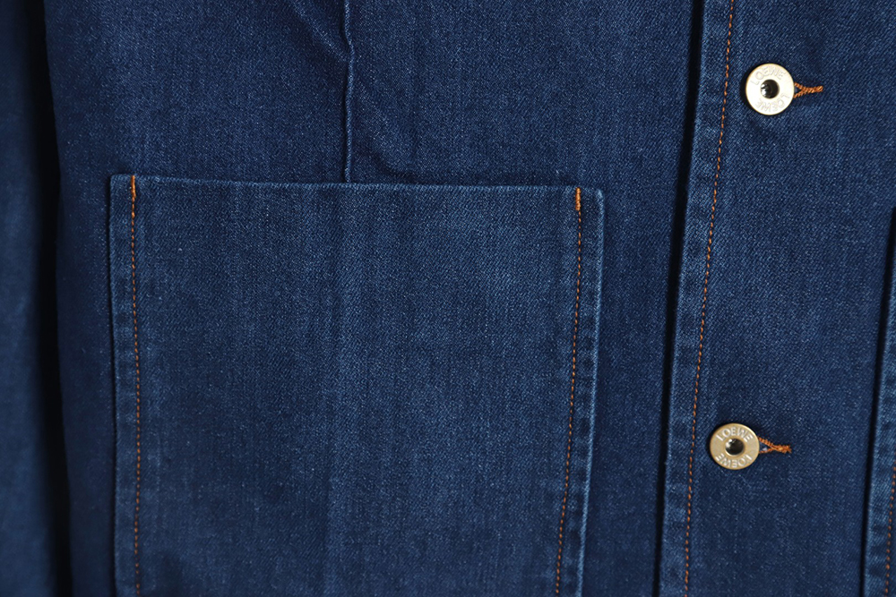 L0ew* denim jacket with leather pockets