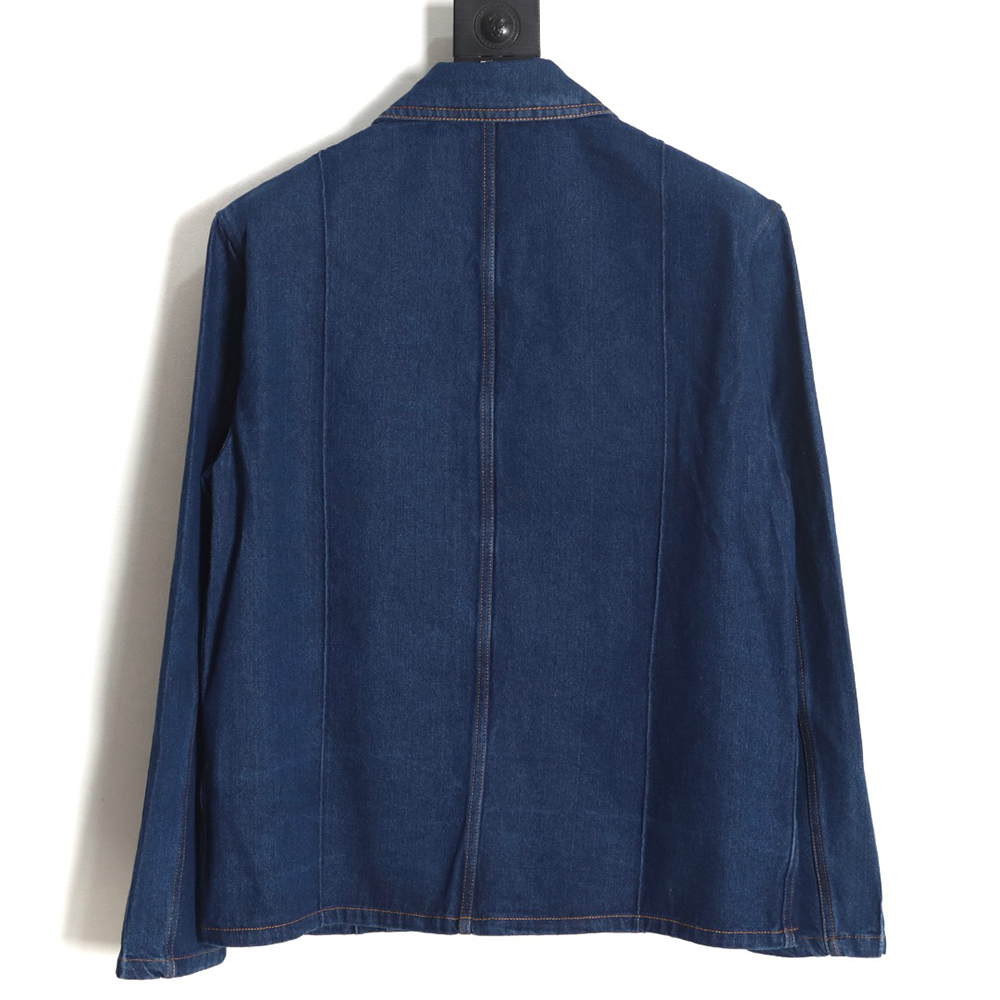 L0ew* denim jacket with leather pockets