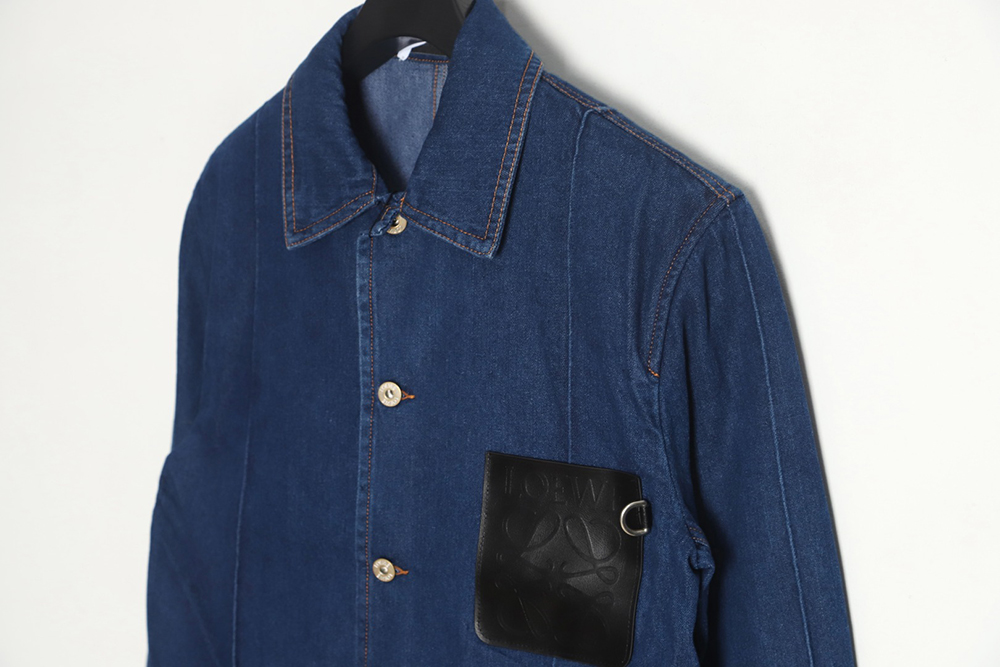 L0ew* denim jacket with leather pockets