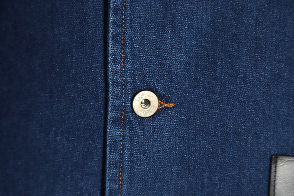 L0ew* denim jacket with leather pockets