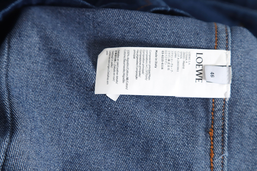 L0ew* denim jacket with leather pockets