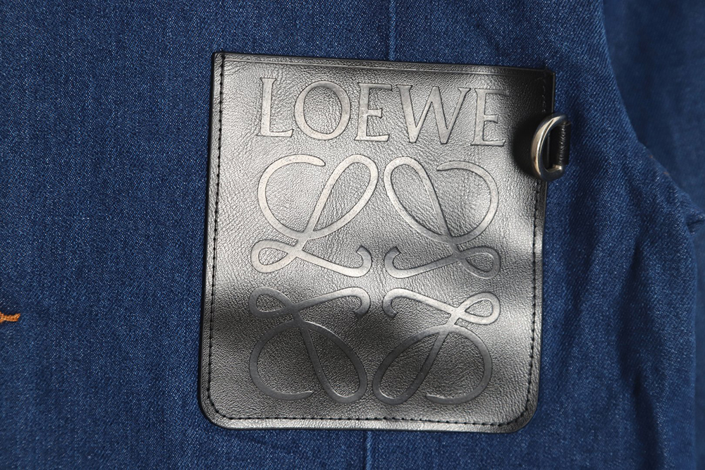 L0ew* denim jacket with leather pockets