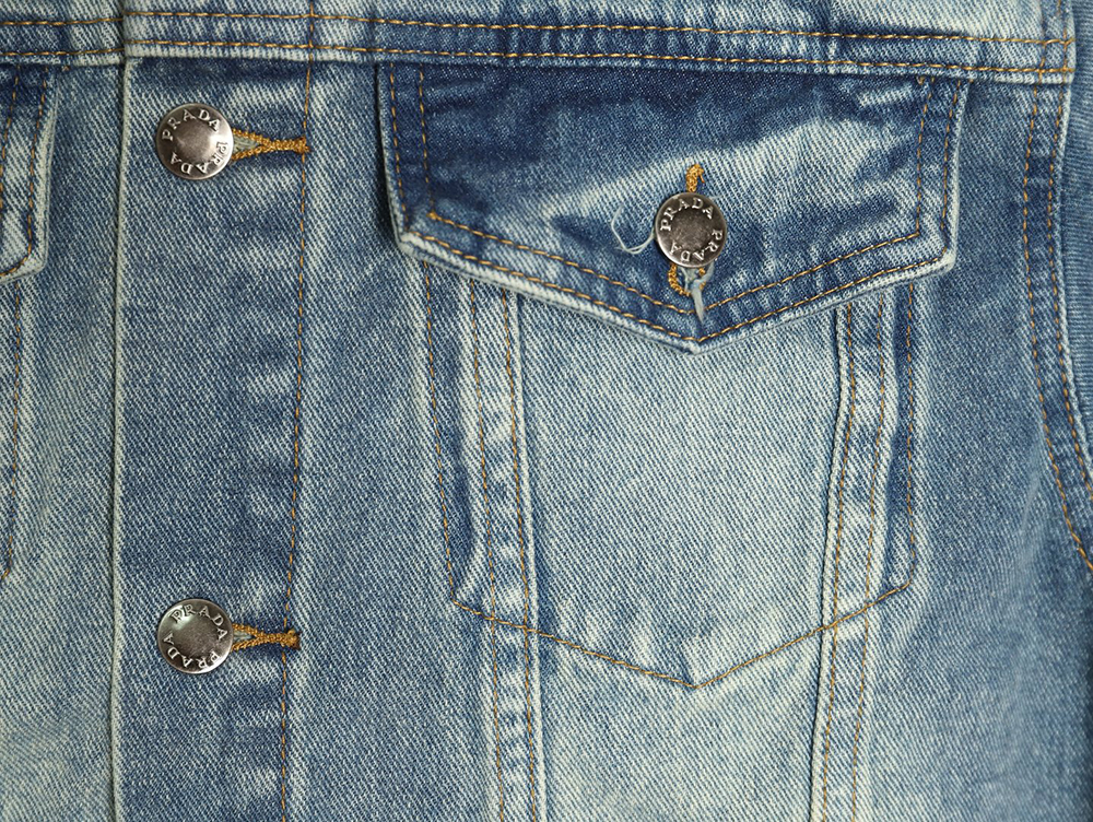 Pra*a triangle logo washed denim jacket