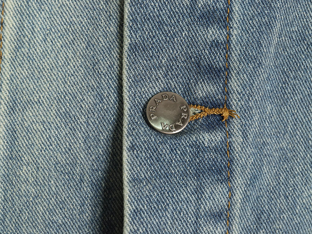 Pra*a triangle logo washed denim jacket