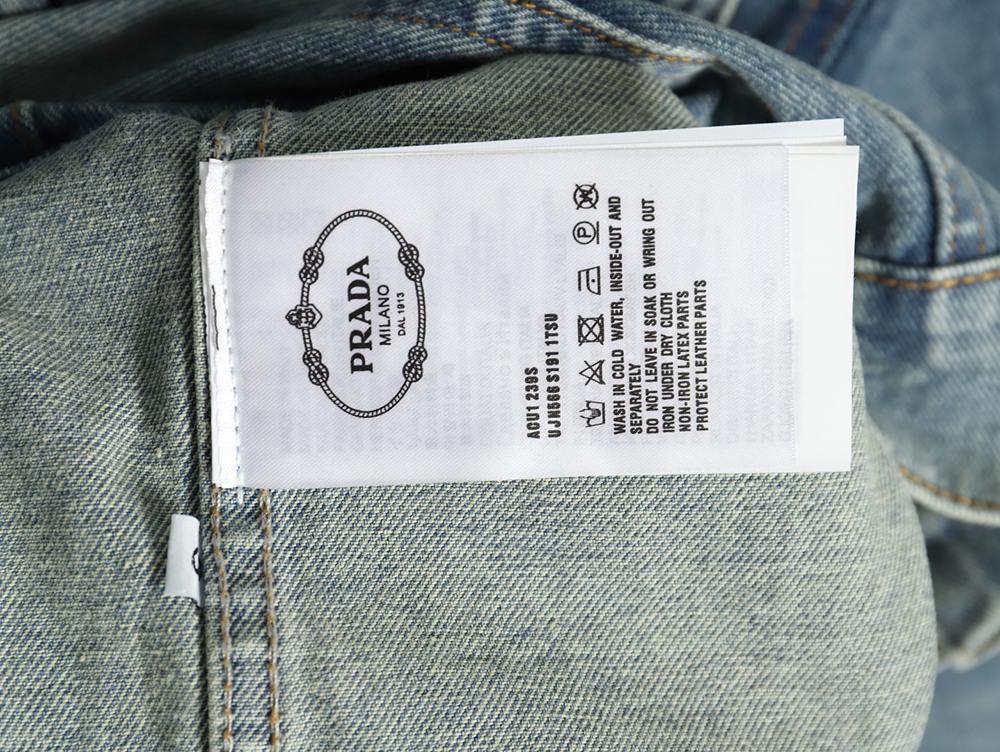 Pra*a triangle logo washed denim jacket