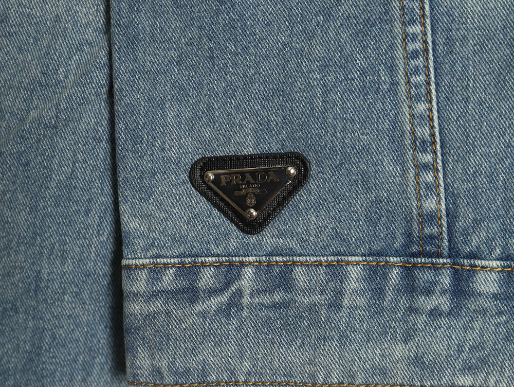 Pra*a triangle logo washed denim jacket