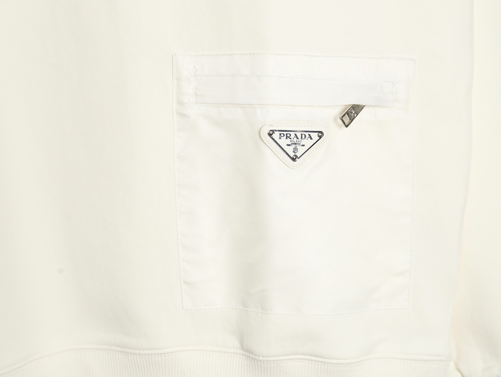 Pra*a triangle logo pocket crew neck sweatshirt