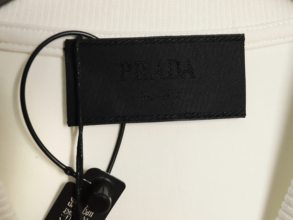 Pra*a triangle logo pocket crew neck sweatshirt