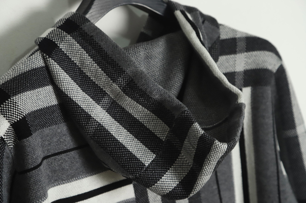 B**rry grey striped knit hoodie