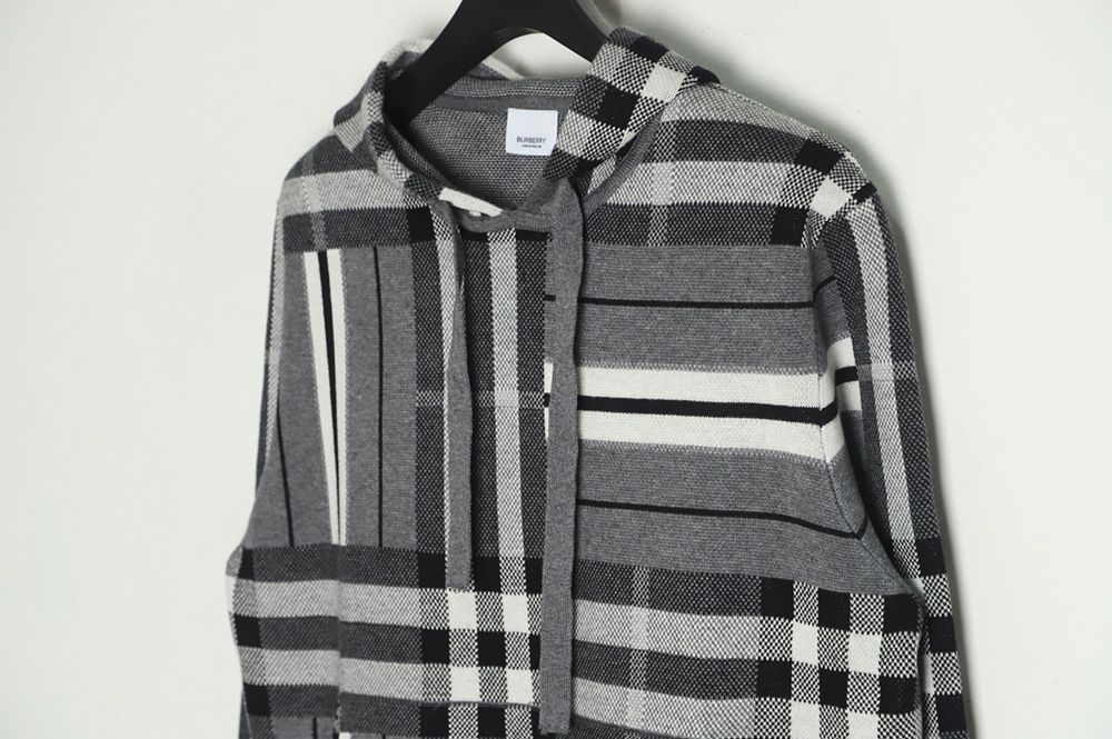 B**rry grey striped knit hoodie