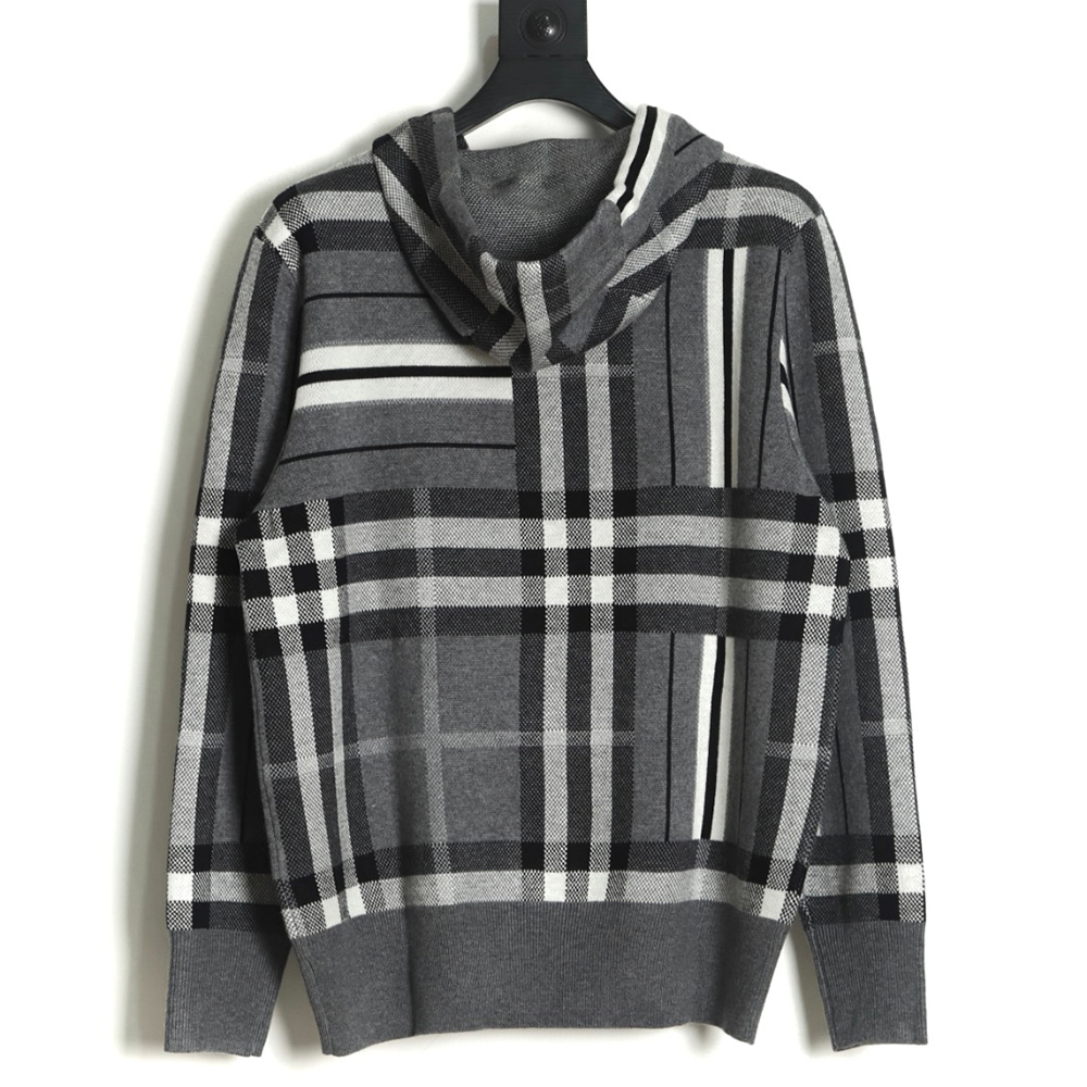 B**rry grey striped knit hoodie