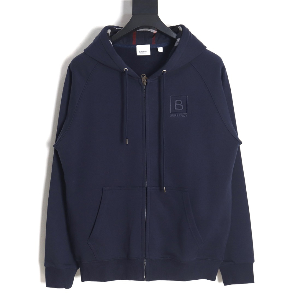 B**rry b check hooded zip-up hoodie tsk2
