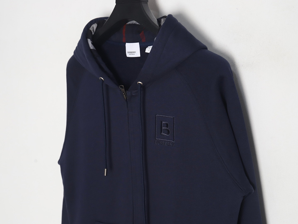 B**rry b check hooded zip-up hoodie tsk2