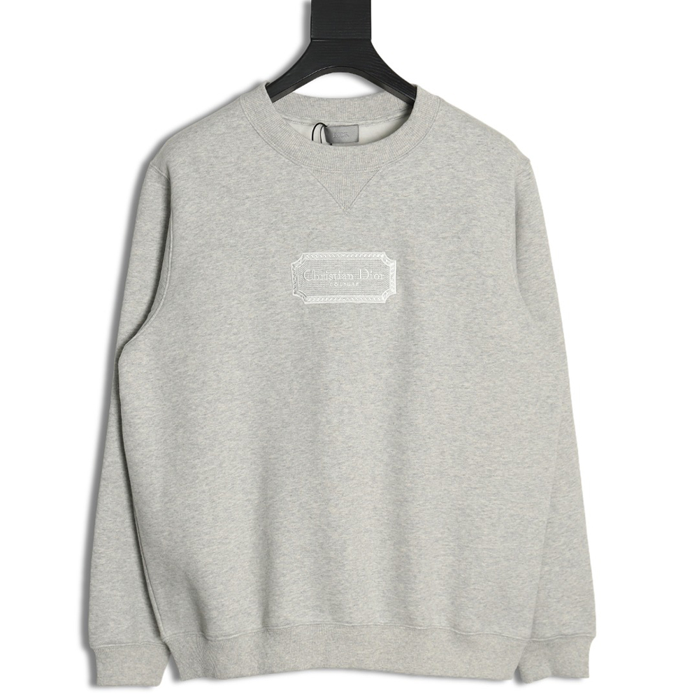 D*or silver logo embroidered crew neck plush sweatshirt tsk1