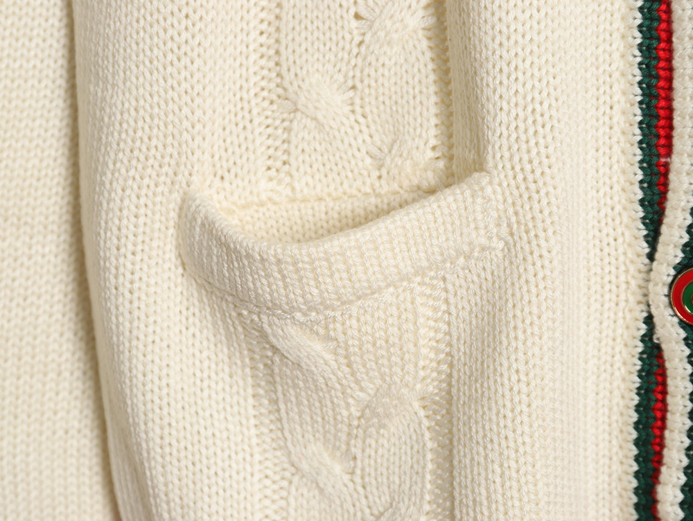 G*u*i red and green striped cardigan sweater