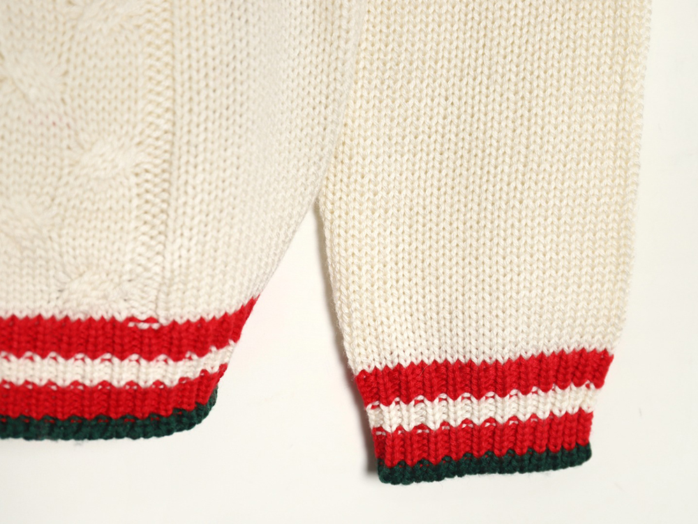 G*u*i red and green striped cardigan sweater