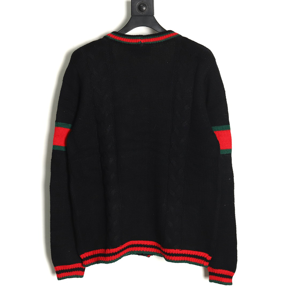 G*u*i red and green striped cardigan sweater tsk1