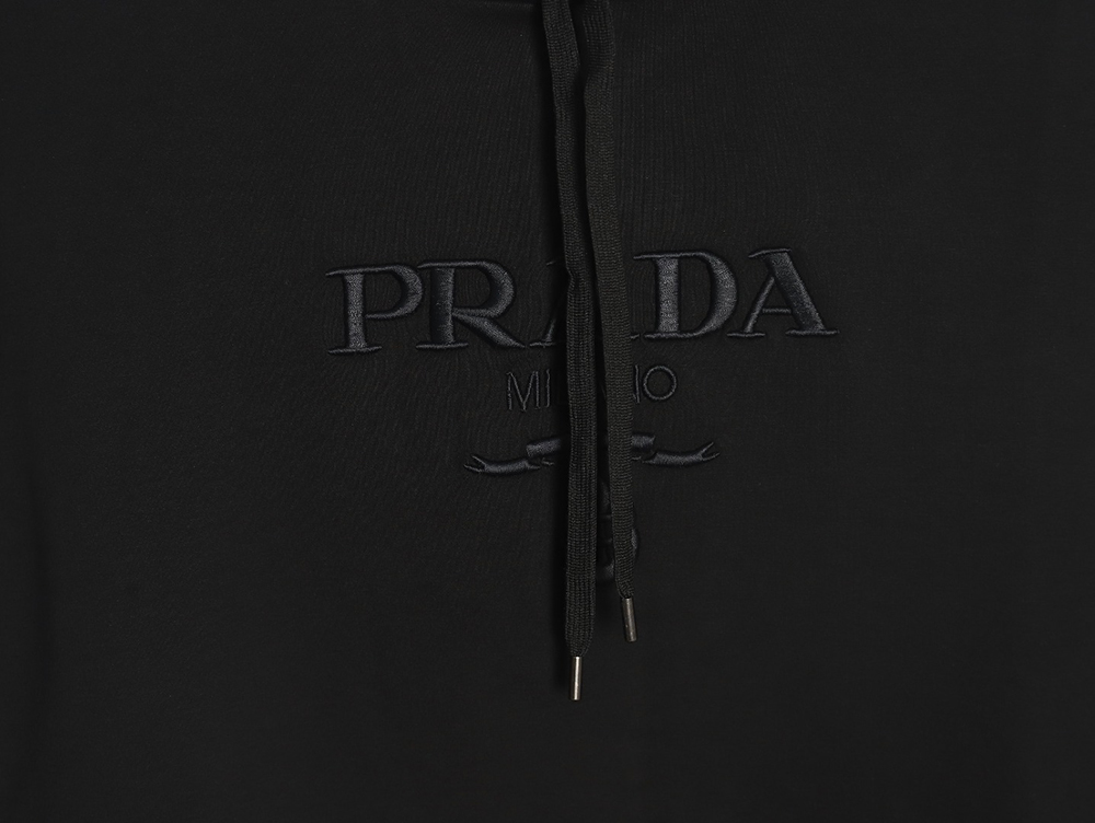 Pra*a chest embroidered logo hoodie