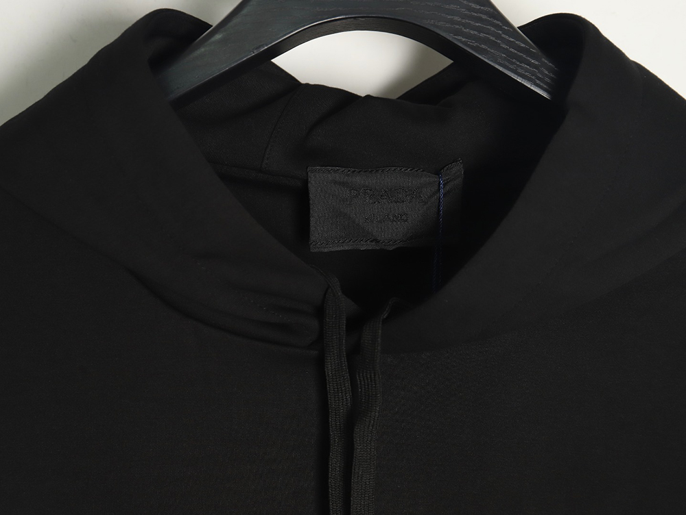 Pra*a chest embroidered logo hoodie