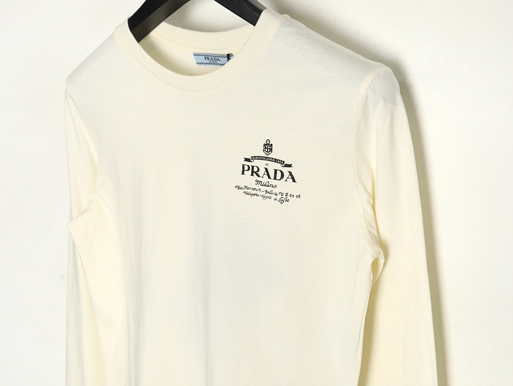Pra*a classic logo print long sleeve t-shirt tsk1