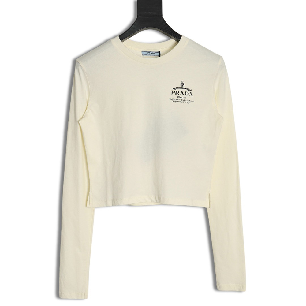 Pra*a classic logo print long sleeve t-shirt tsk1