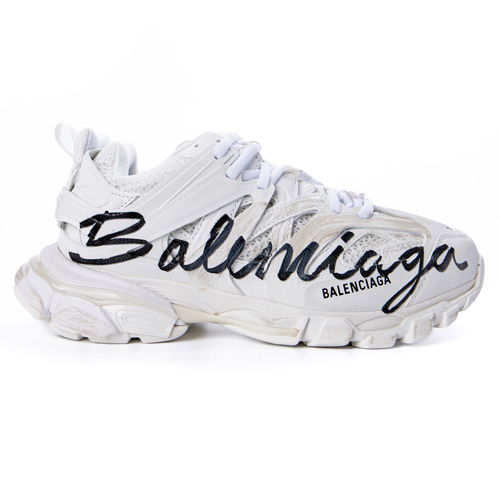Ba*len*cia*ga track signature sneaker in white/black