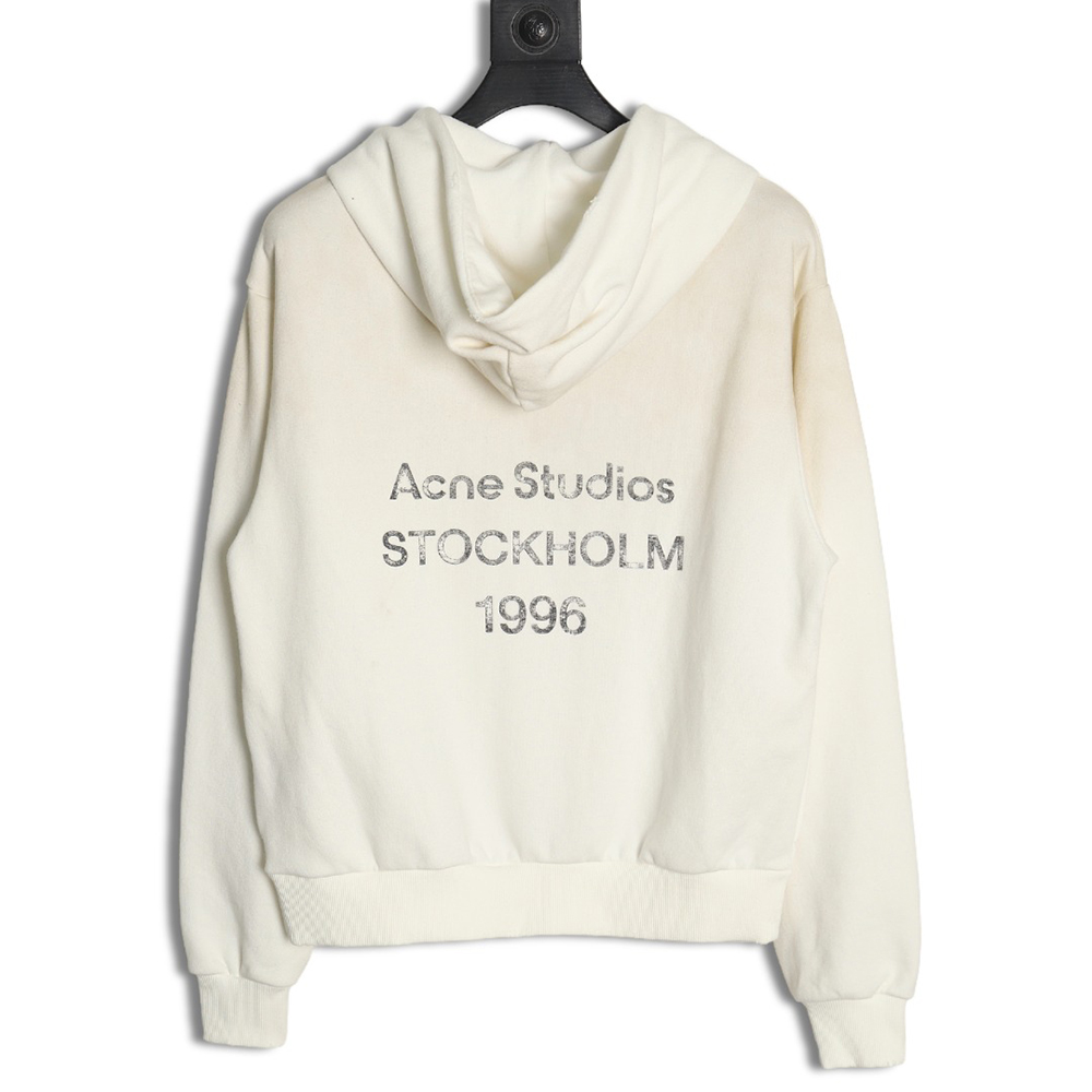 Acne Studios 1996 Washed Distressed Hoodie (White)