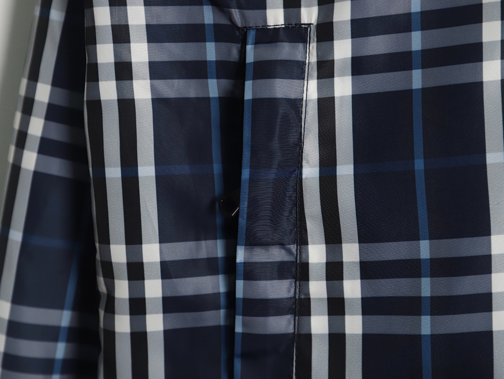 B**rry blue and white check hooded jacket