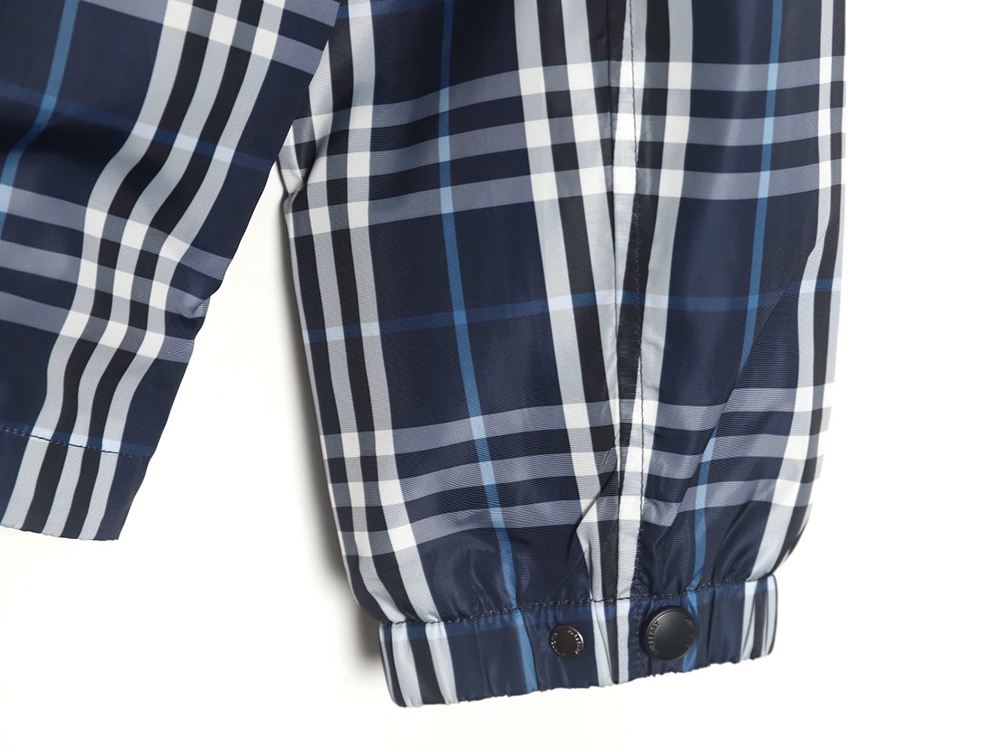 B**rry blue and white check hooded jacket