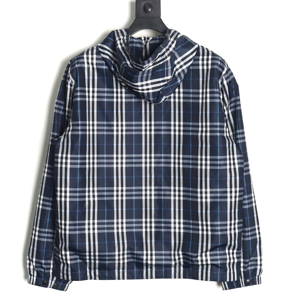 B**rry blue and white check hooded jacket